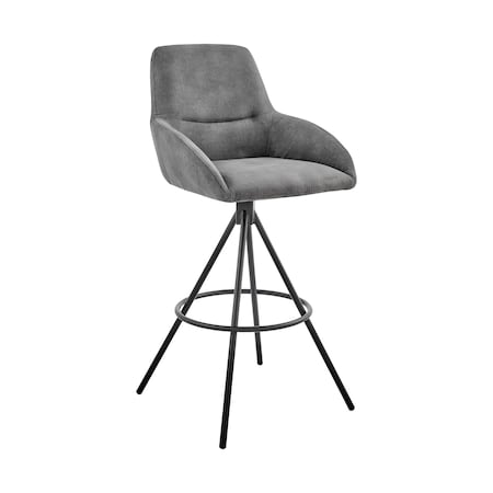 Armen Living Odessa 26" Counter Height Bar Stool in Charcoal Fabric and Black Finish LCODBACH26